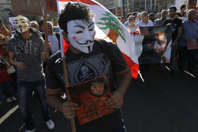 Solidarity demonstration with Georges Abdallah in front of the French embassy in Beirut on May 28, 2013